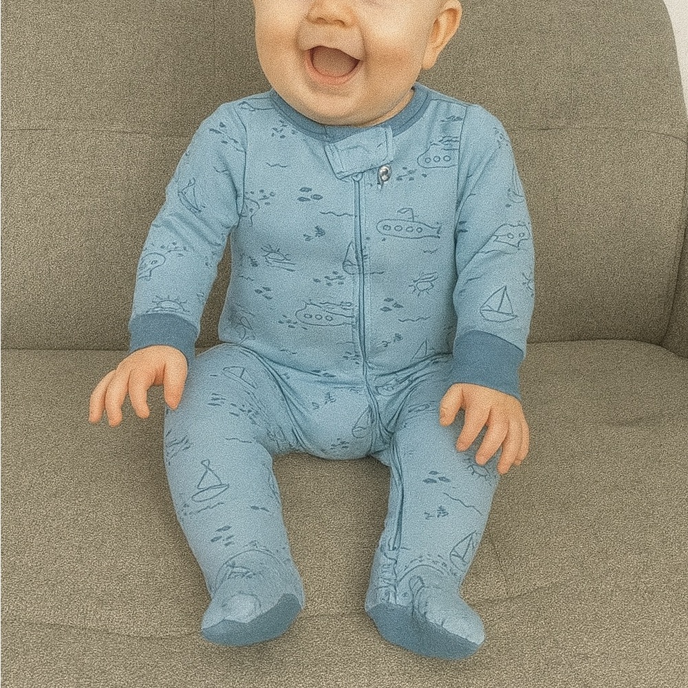 Cloud Island Light Blue Submarine Kids Footie